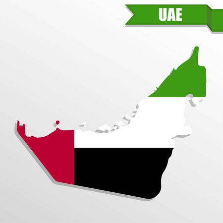 UAE map with flag inside and ribbonのイラスト素材