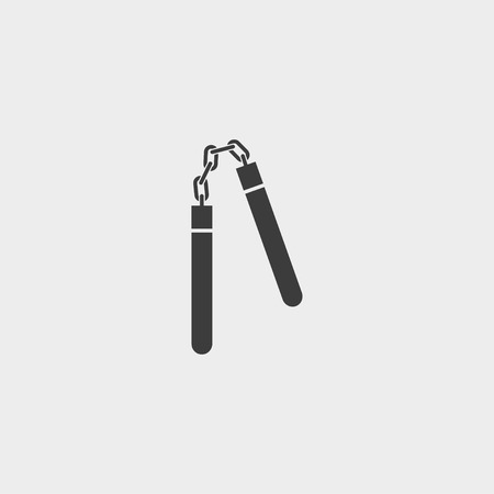 Nunchaku icon in a flat design in black color.のイラスト素材