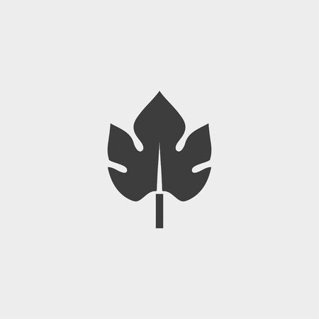 Leaf icon in a flat design in black color.のイラスト素材
