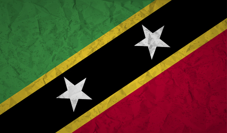 Saint Kitts Flag with the effect crumpled paper and grungeのイラスト素材