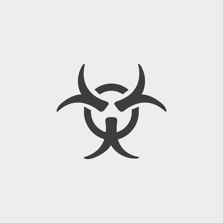 Biohazard symbol sign icon in a flat design in black color.のイラスト素材