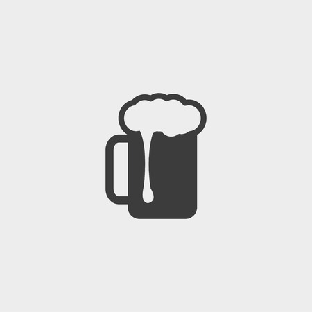Mug of beer icon in a flat design in black color.のイラスト素材