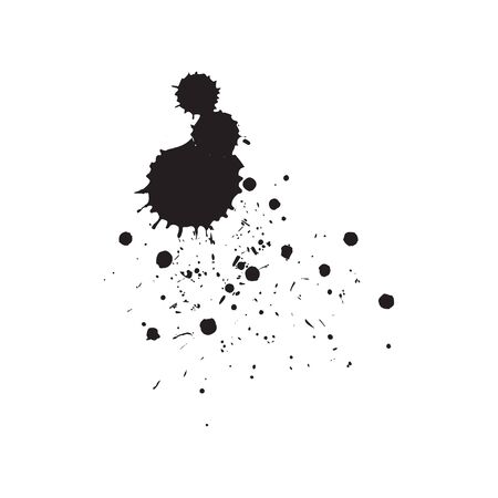 Ink Splash Background . Black Paint Splattered Shape . Grunge Background Textureのイラスト素材
