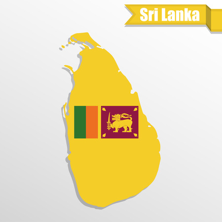 Sri Lanka map with flag inside and ribbonのイラスト素材