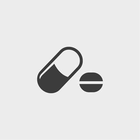 Pills icon in a flat design in black color.のイラスト素材