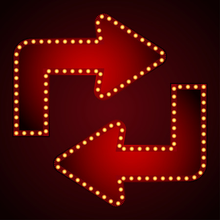 Signboard arrow for text with light bulbs. Vector illustrationのイラスト素材