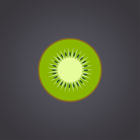 Kiwi fruit slice closeup on black backgroundのイラスト素材
