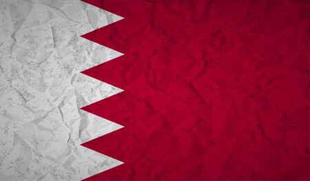 Bahrain flag with the effect of crumpled paper and grungeのイラスト素材