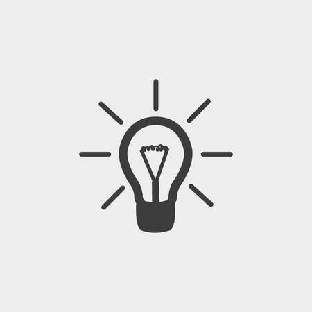 Lightbulb icon in a flat design in black color.のイラスト素材