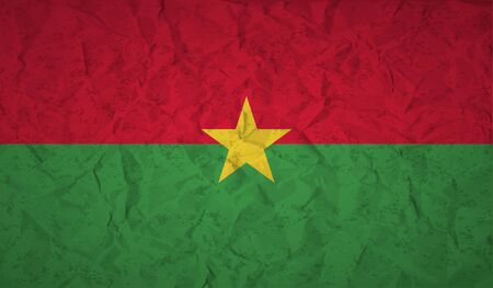 Burkina Faso flag with the effect of crumpled paper and grungeのイラスト素材