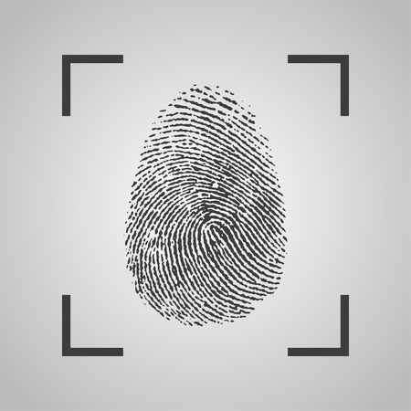 Fingerprint Icon on a gray background. Vector illustrationのイラスト素材