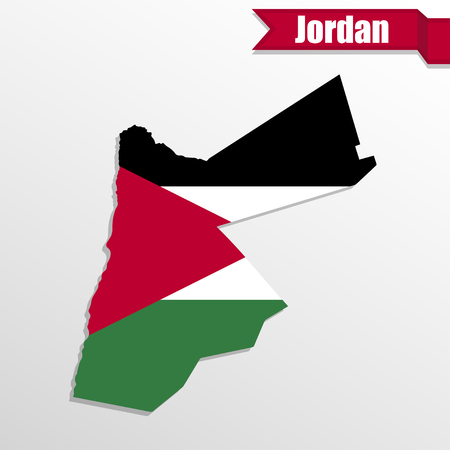 Jordan map with flag inside and ribbonのイラスト素材