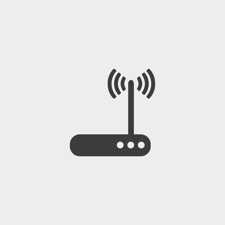wireless router icon in a flat design in black color.のイラスト素材