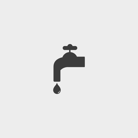 Water tap with drop icon in a flat design in black color.のイラスト素材