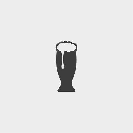 Glass of beer icon in a flat design in black color.のイラスト素材