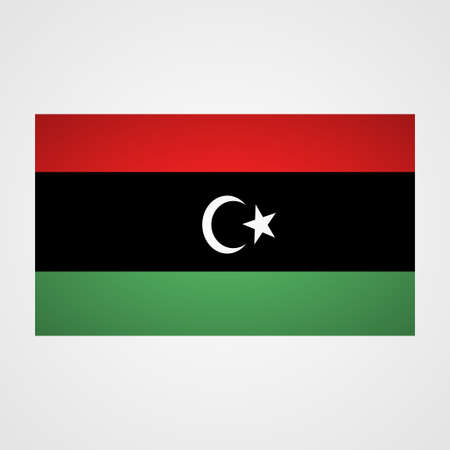 Libya flag on a gray background. Vector illustrationのイラスト素材