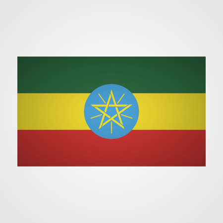 Ethiopia flag on a gray background. Vector illustrationのイラスト素材