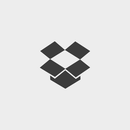 Open box icon in a flat design in black color.の写真素材