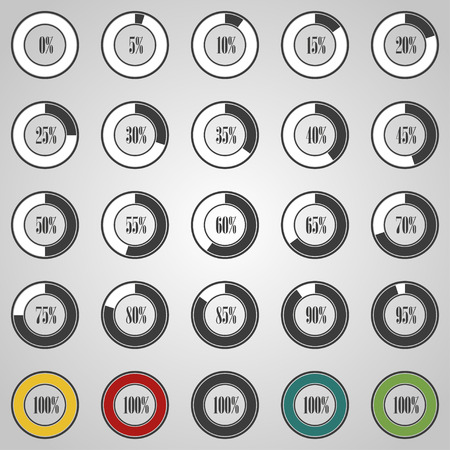 Progress circles with increments in gray design. Vector illustrationのイラスト素材