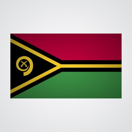 Vanuatu flag on a gray background. Vector illustrationのイラスト素材
