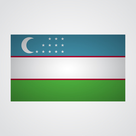 Uzbekistan flag on a gray background. Vector illustrationのイラスト素材