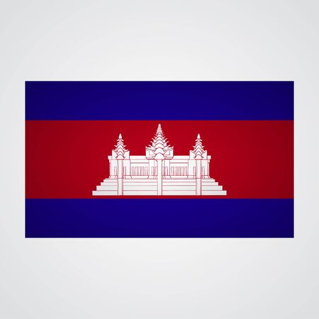 Cambodia flag on a gray background. Vector illustrationのイラスト素材