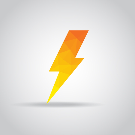 Lightning icon in polygonal on a gray backgroundのイラスト素材