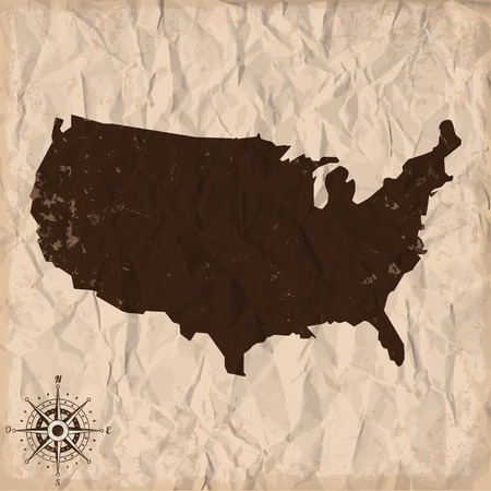 USA old map with grunge and crumpled paperのイラスト素材