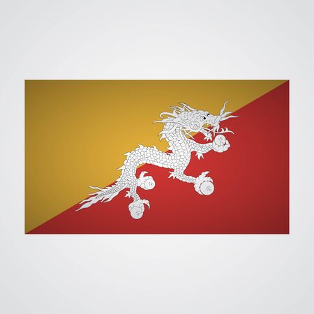 Bhutan flag on a gray background. Vector illustrationのイラスト素材