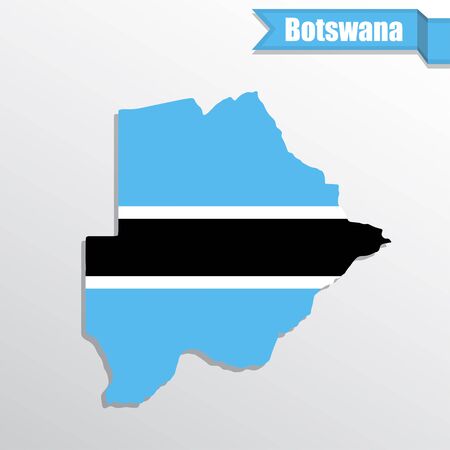Botswana map with flag inside and ribbonのイラスト素材