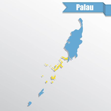 Palau map with flag inside and ribbonのイラスト素材