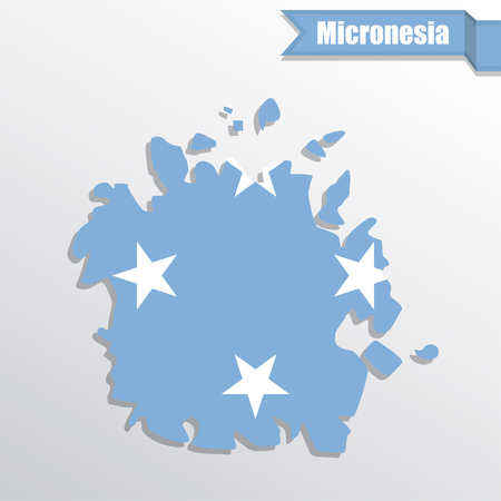 Micronesia map with flag inside and ribbonのイラスト素材