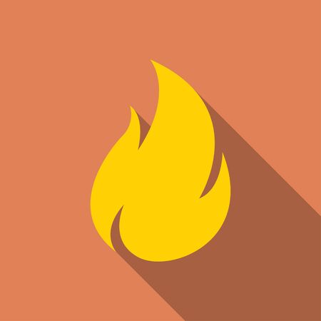 Fire icon with long shadow in a flat designのイラスト素材
