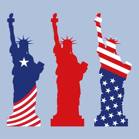 Statue of Liberty with flag USA. Vector illustrationのイラスト素材