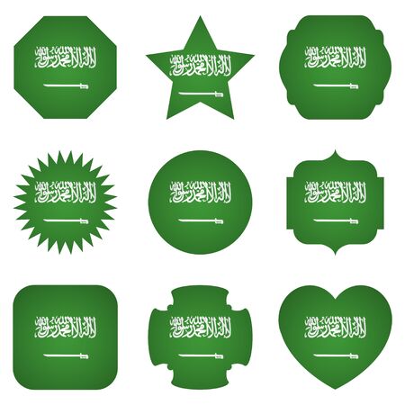 Saudi Arabia flag with different shapes on a white backgroundのイラスト素材