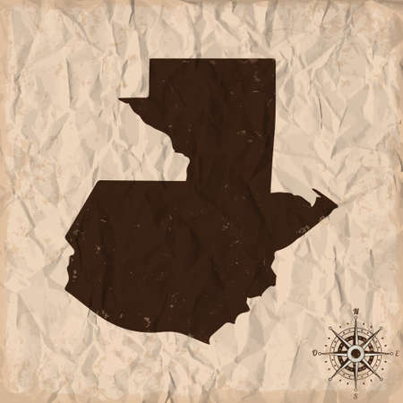 Guatemala old map with grunge and crumpled paper. Vector illustrationのイラスト素材