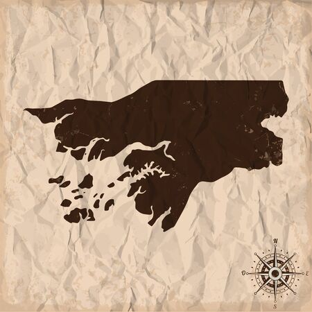 Guinea-Bissau old map with grunge and crumpled paper. Vector illustrationのイラスト素材
