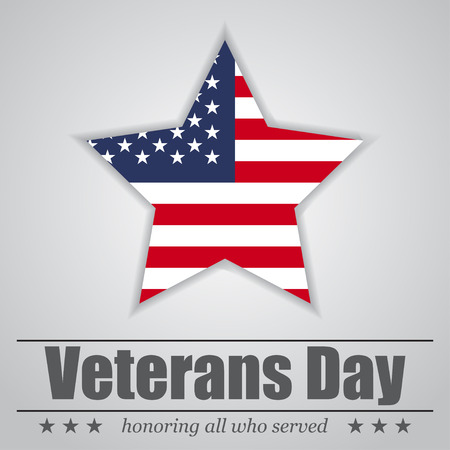 Star with USA flag inside for Veterans Day. Vector illustrationのイラスト素材