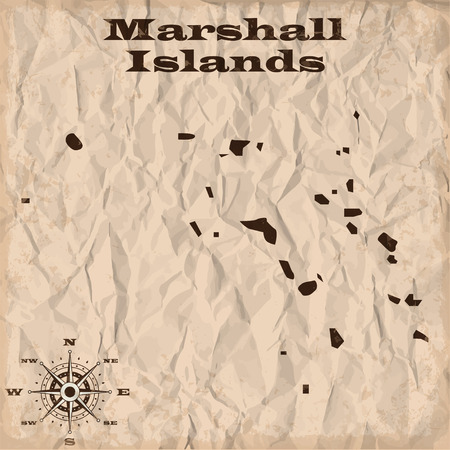 Marshall Islands old map with grunge and crumpled paper. Vector illustrationのイラスト素材