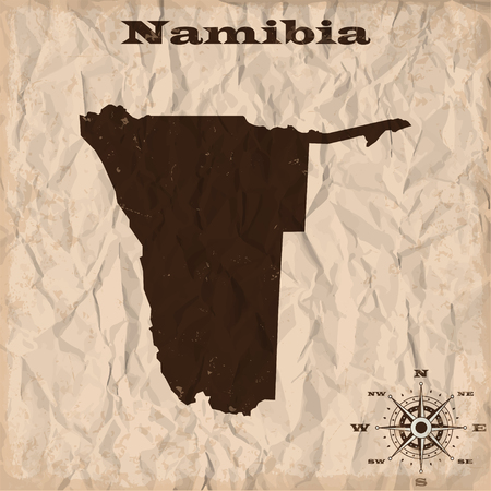 Namibia old map with grunge and crumpled paper. Vector illustrationのイラスト素材
