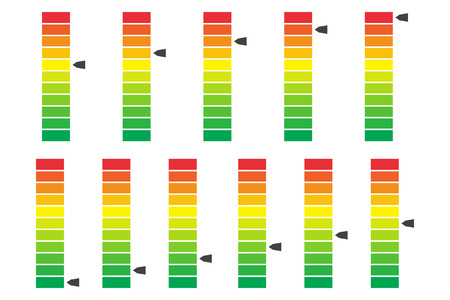 Color coded progress, level indicator with units. Vector illustartionのイラスト素材