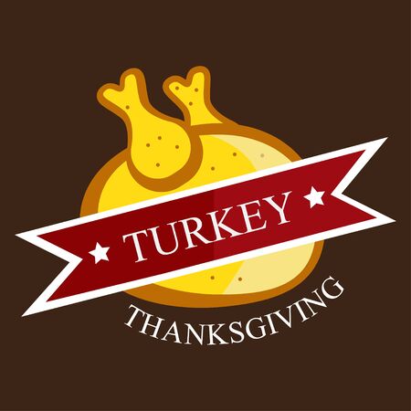Thanksgining logo with turkey on a brown backgroundのイラスト素材