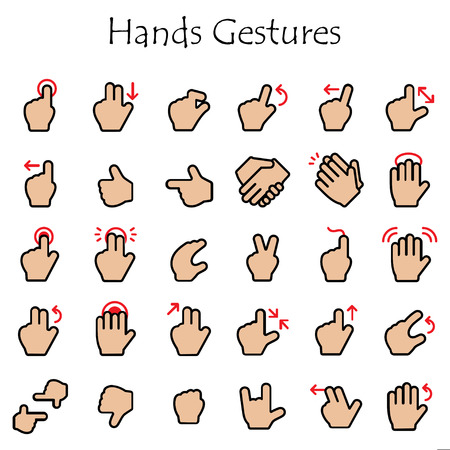 Hands gestures icons set on a white backgroundのイラスト素材