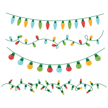 Set of Christmas garlands light on a white backgroundのイラスト素材