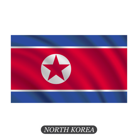 Waving North Korea flag on a white background. illustrationのイラスト素材