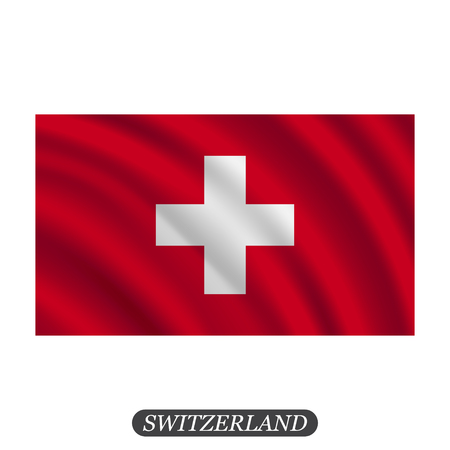 Waving Switzerland flag on a white background.  illustrationのイラスト素材