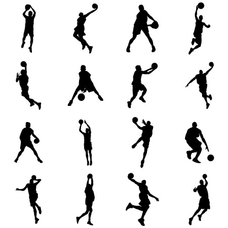 Set of Basketball Player Silhouettes. Vector illustrationのイラスト素材