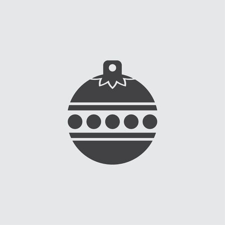 Christmas ball icon in a flat design in black color. Vector illustrationのイラスト素材