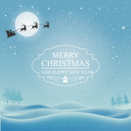Christmas background with reindeer and Santa Claus. Vector illustrationのイラスト素材