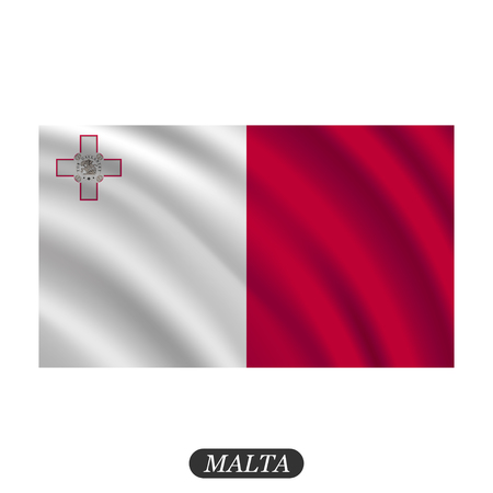 Waving Malta flag on a white background. Vector illustrationのイラスト素材